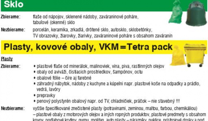 Kalendár odvozu odpadu