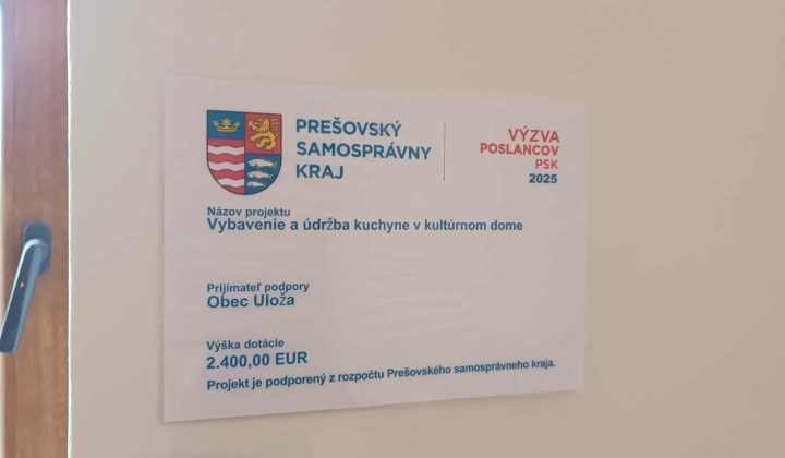 Realizácia projektu ''Vybavenie a údržba kuchyne v kultúrnom dome '' . Projekt podporený z rozpočtu PSK v rámci Zmluvy č. 747/2025/OPR