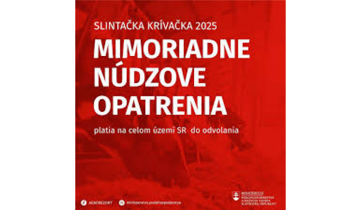 Mimoriadne núdzové opatrenia - slintačka a krívačka 2025