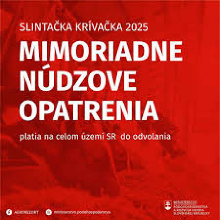 Mimoriadne núdzové opatrenia - slintačka a krívačka 2025